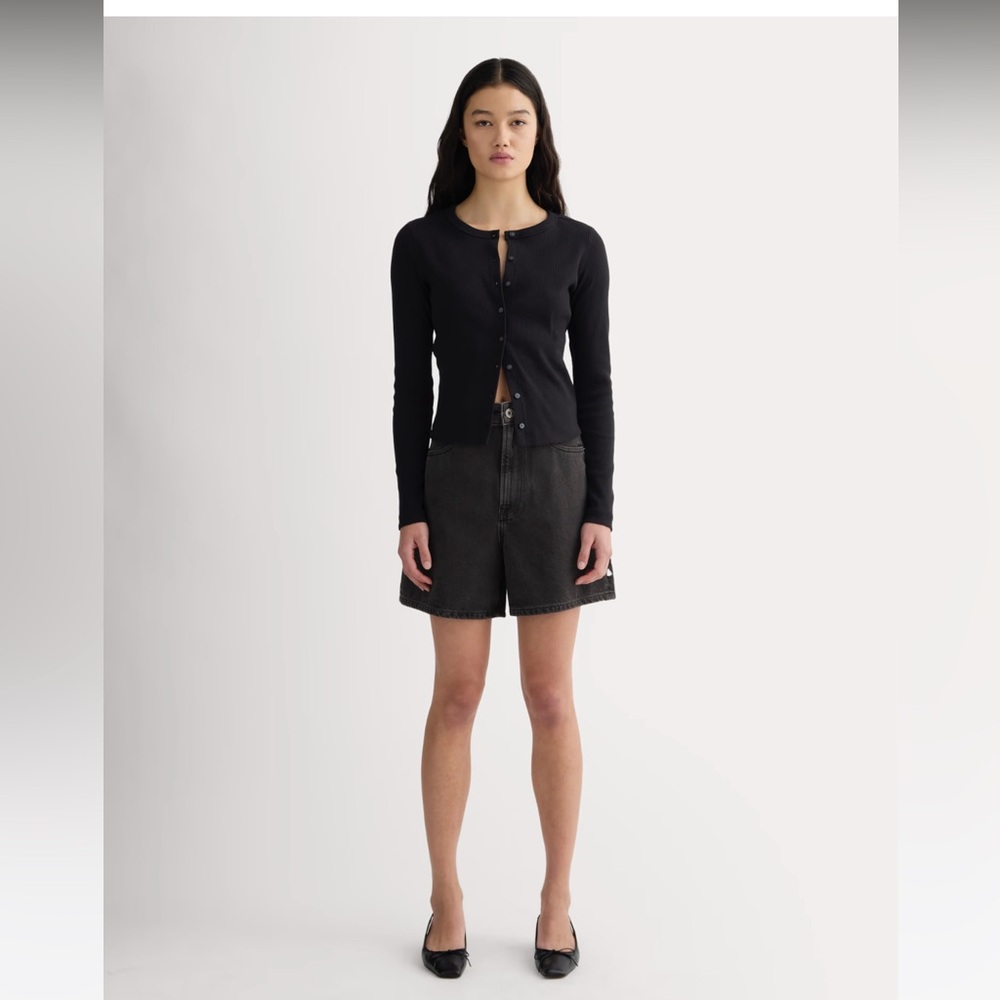 Everlane A-Line Organic Cotton Denim Shorts washed black size 25